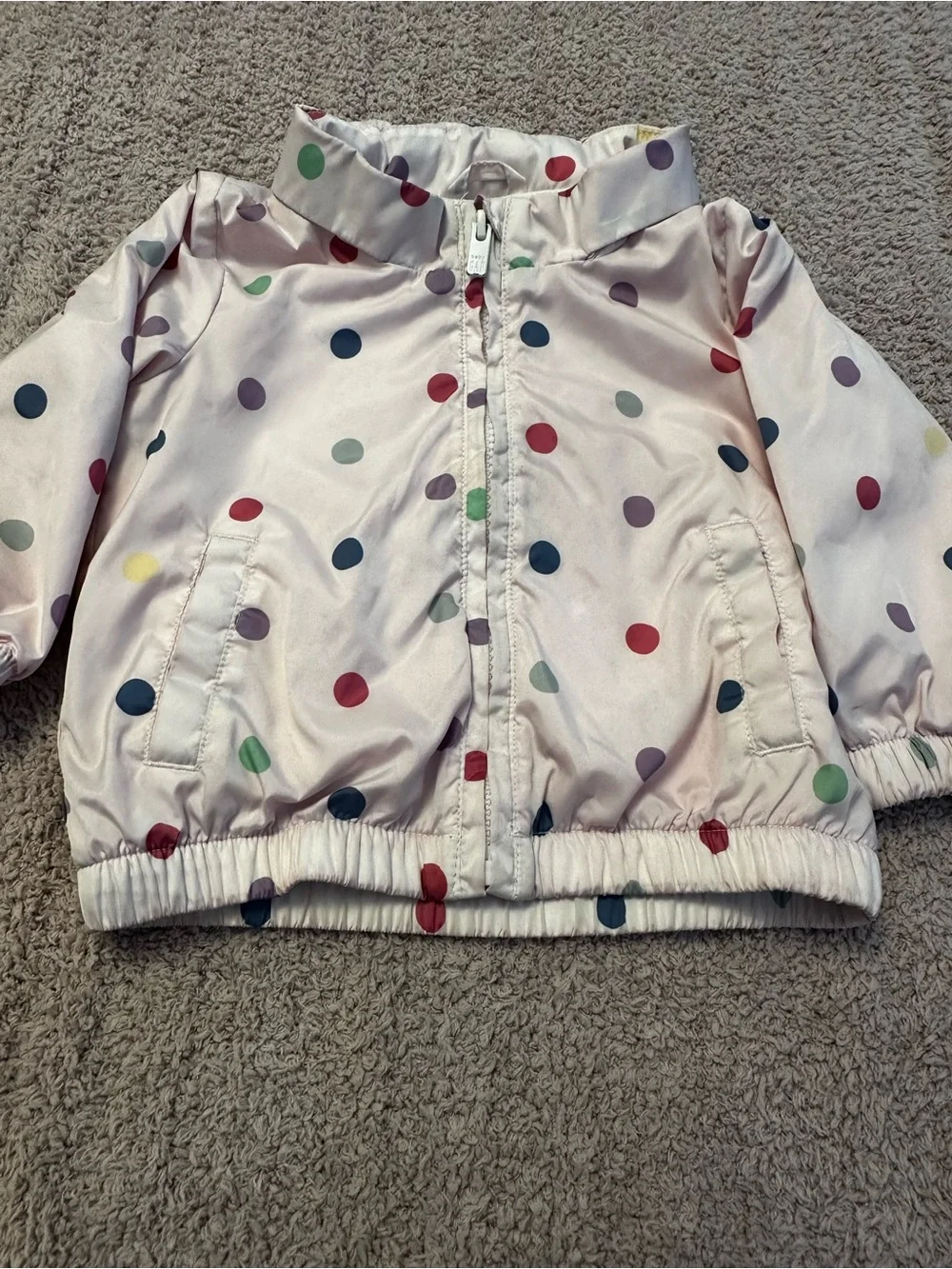 🌈 Baby Gap Polka Dot Hooded Windbreaker Jacket 12-18M Lightweight Rain Coat